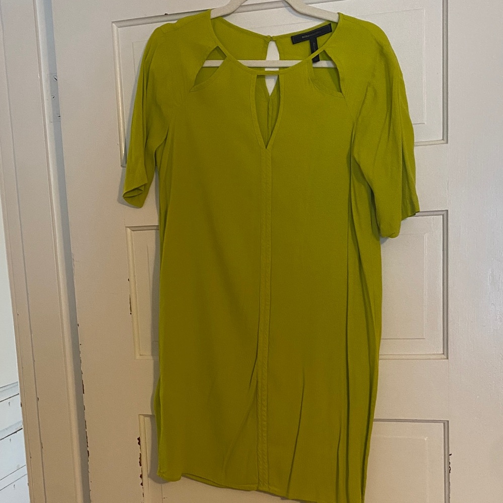 BCBGMaxAzria Lime Green Keyhole Shift Dress